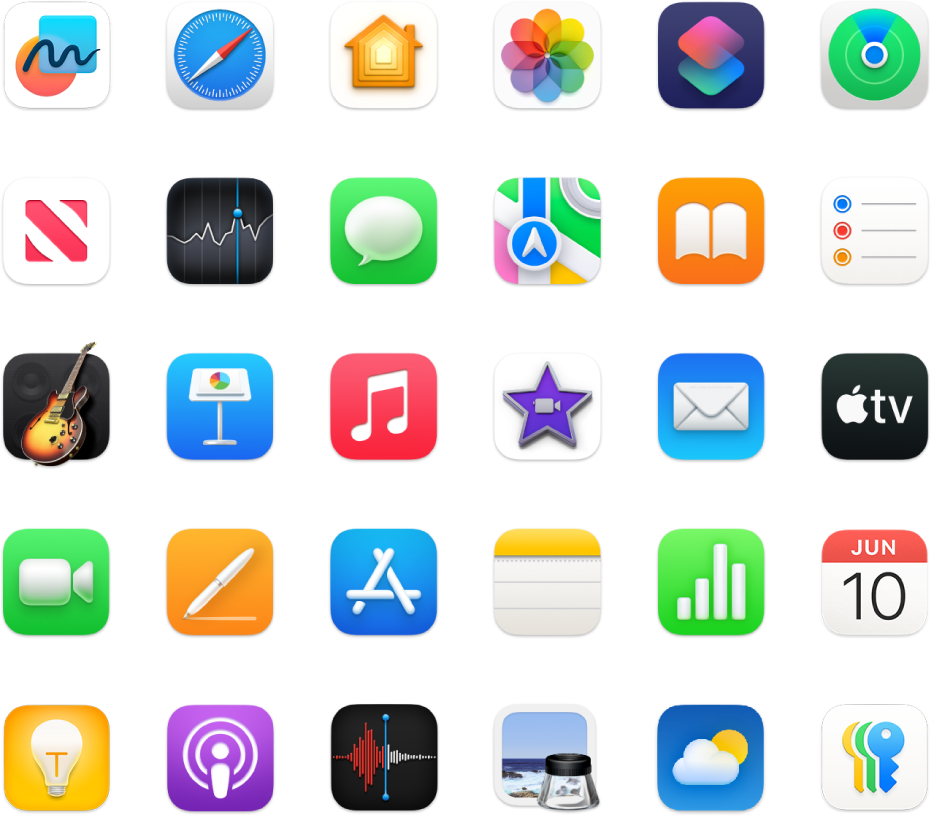 Icons of apps included with macOS.