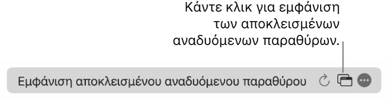 Το Έξυπνο πεδίο αναζήτησης με ένα εικονίδιο για εμφάνιση των αποκλεισμένων αναδυόμενων παραθύρων.