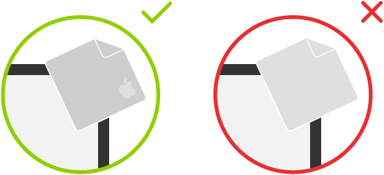 Two images showing the correct and incorrect cloth to use when cleaning a nano-texture glass display.