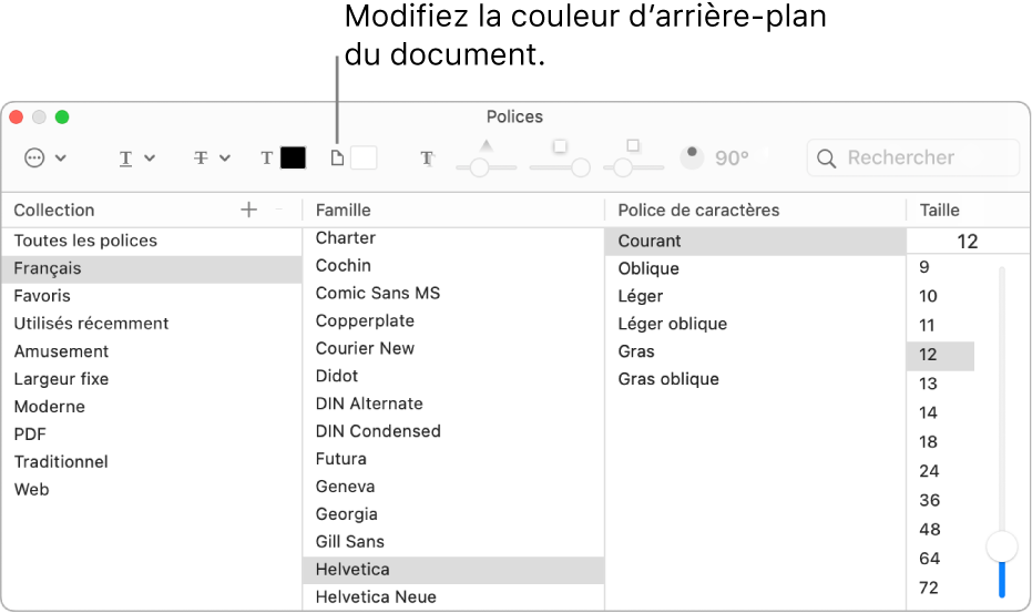 Modifiez la couleur d’arrière-plan du document.