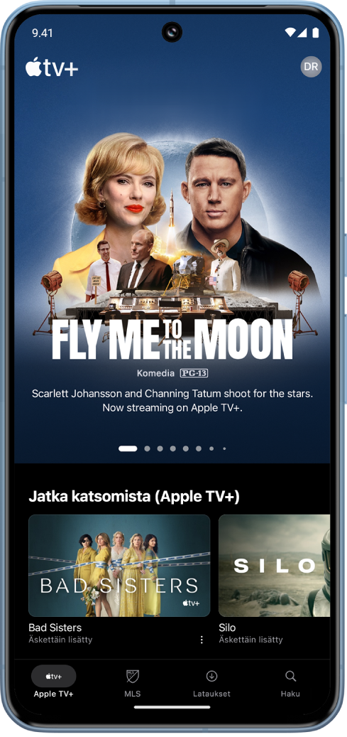 Android-laite, jossa näkyy Apple TV -appi