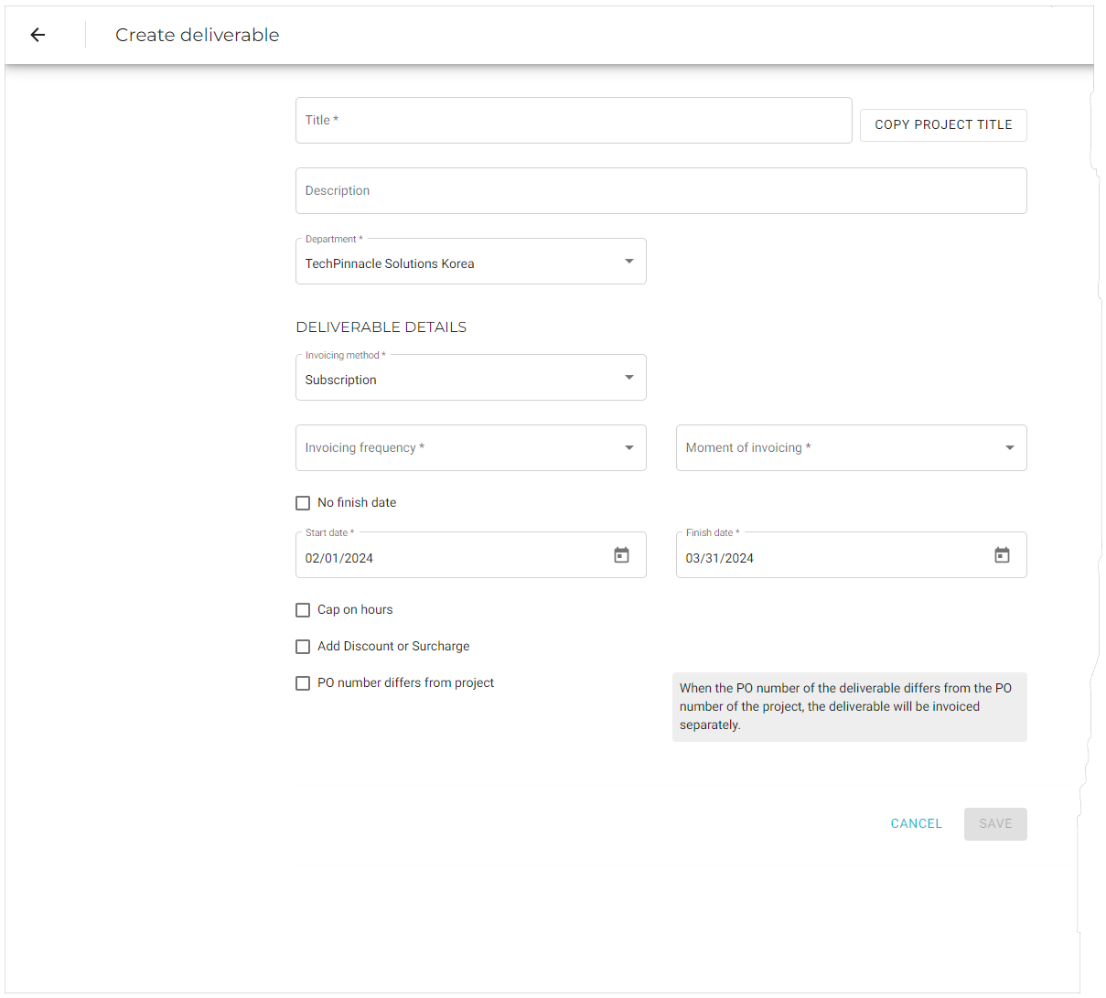 create subscription deliverable