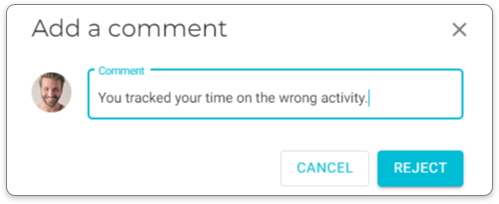 reject time entry comment