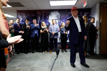 gop presidential nominee donald trump thanks staff at his campaign headquarters