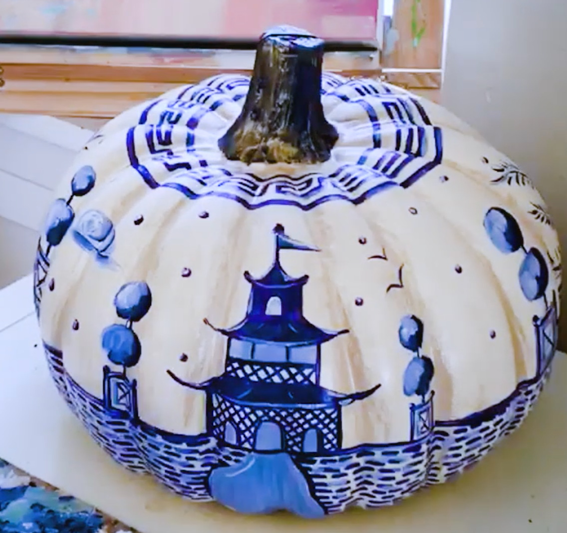 preview for Pumpkins transformed into Chinoiserie art