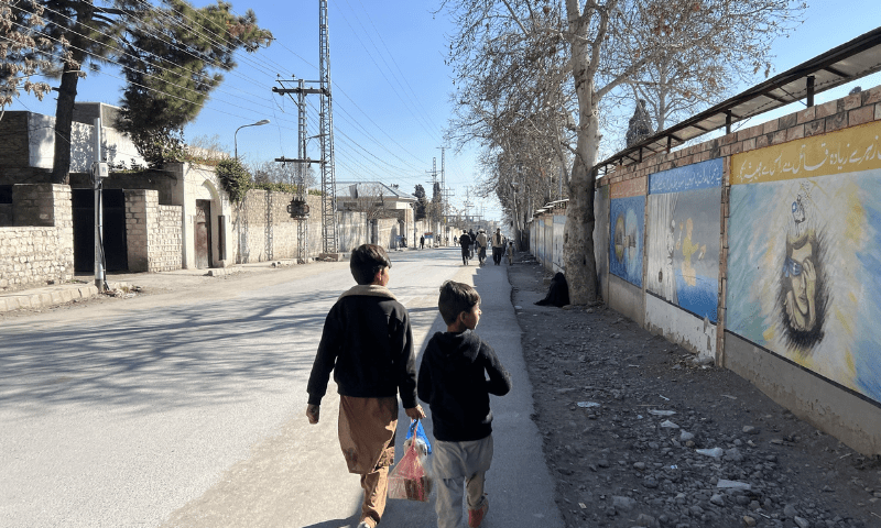 Children wander the streets of Parachinar as schools remain closed due to violence.