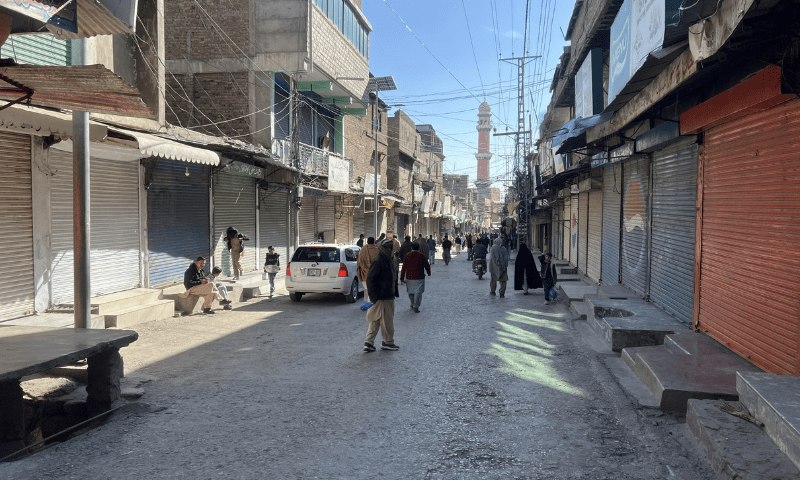 Empty bazaars in Parachinar after days of violence.