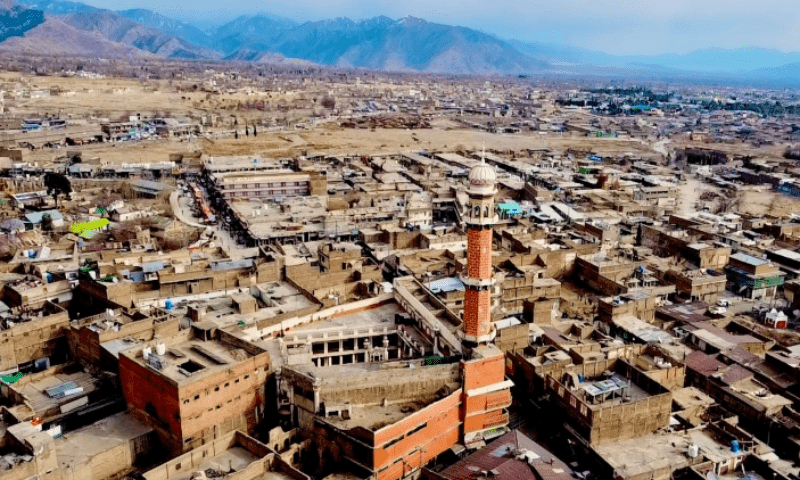 An aerial view of the Parachinar city located in Upper Kurram.