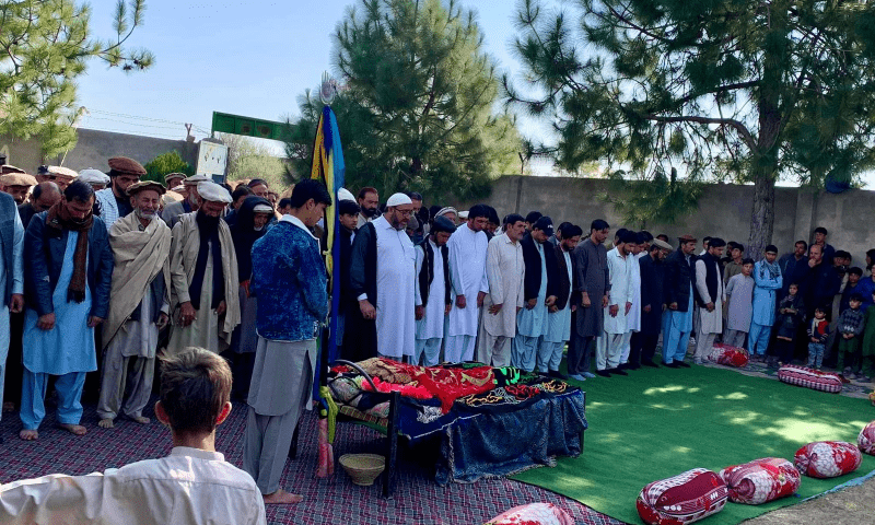 A funeral is held for a victim of a gun attack on passenger vehicles in KP’s Kurram District that killed more than 40, on November 22. — via author