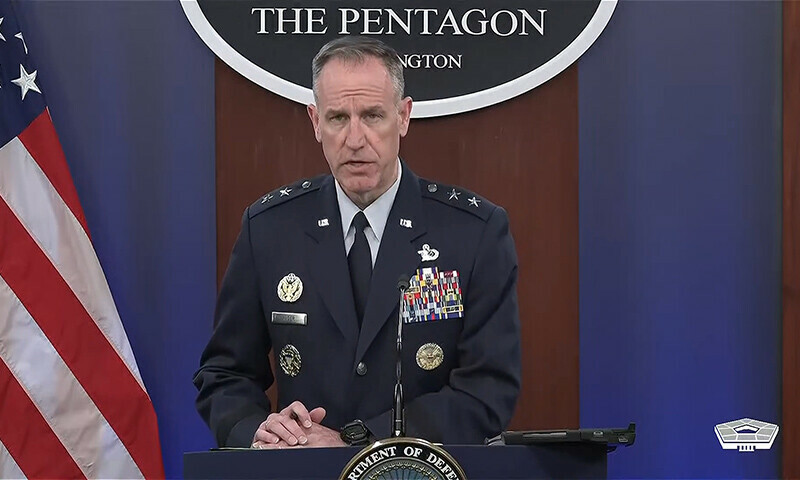 Maj-Gen Pat Ryder during his press briefing at the Pentagon. —Screengrab from Pentagon live stream