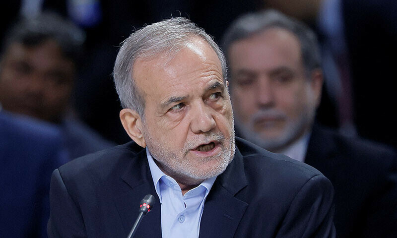 Iranian President Masoud Pezeshkian speaks during a plenary session at the BRICS summit in Kazan, Russia in this file photo from October 2024. — Reuters