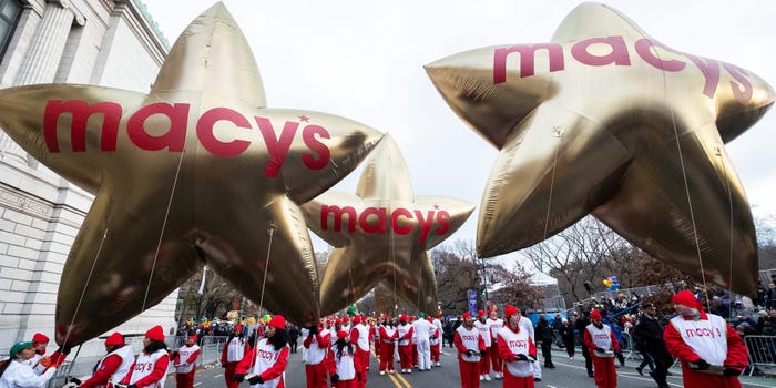 Members of the ballon team wait to walk the Macy's Stars in the 93rd Annual Macy's Thanksgiving Day Parade on November 28, 2019, USA.