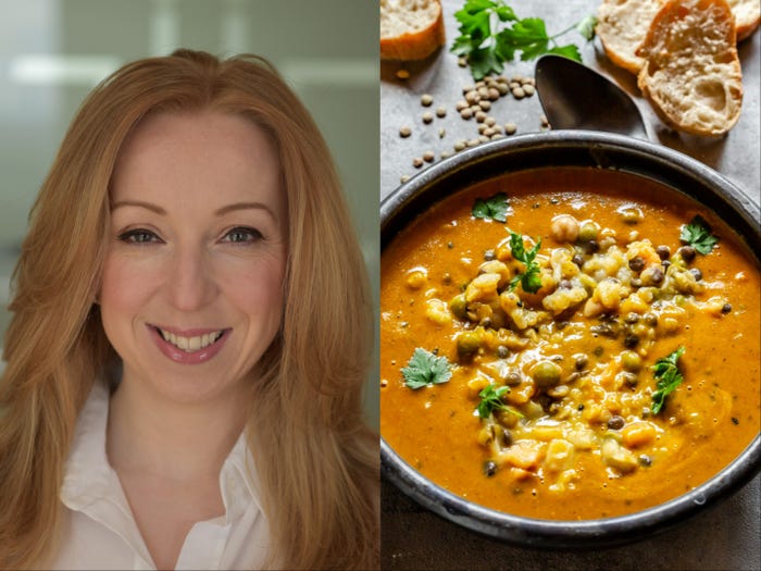 Meredy Birdi (left) lentil soup (right)