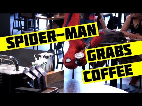 Spider-Man Grabs Coffee