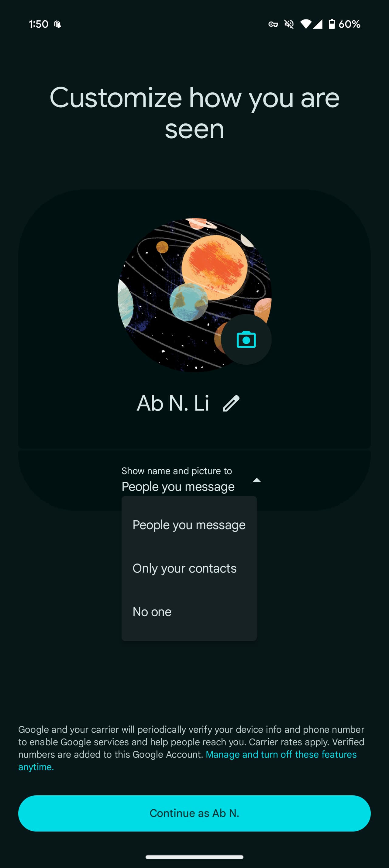 Google Messages Your profile