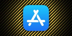 App Store fraud | Logo against hazard tape
