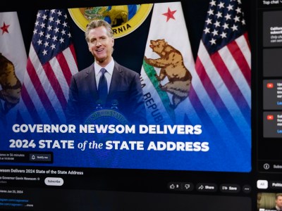 Gov. Gavin Newsom will deliver a pre-recorded State of the State address via YouTube on June 25, 2024. Photo by Miguel Gutierrez Jr., CalMatters