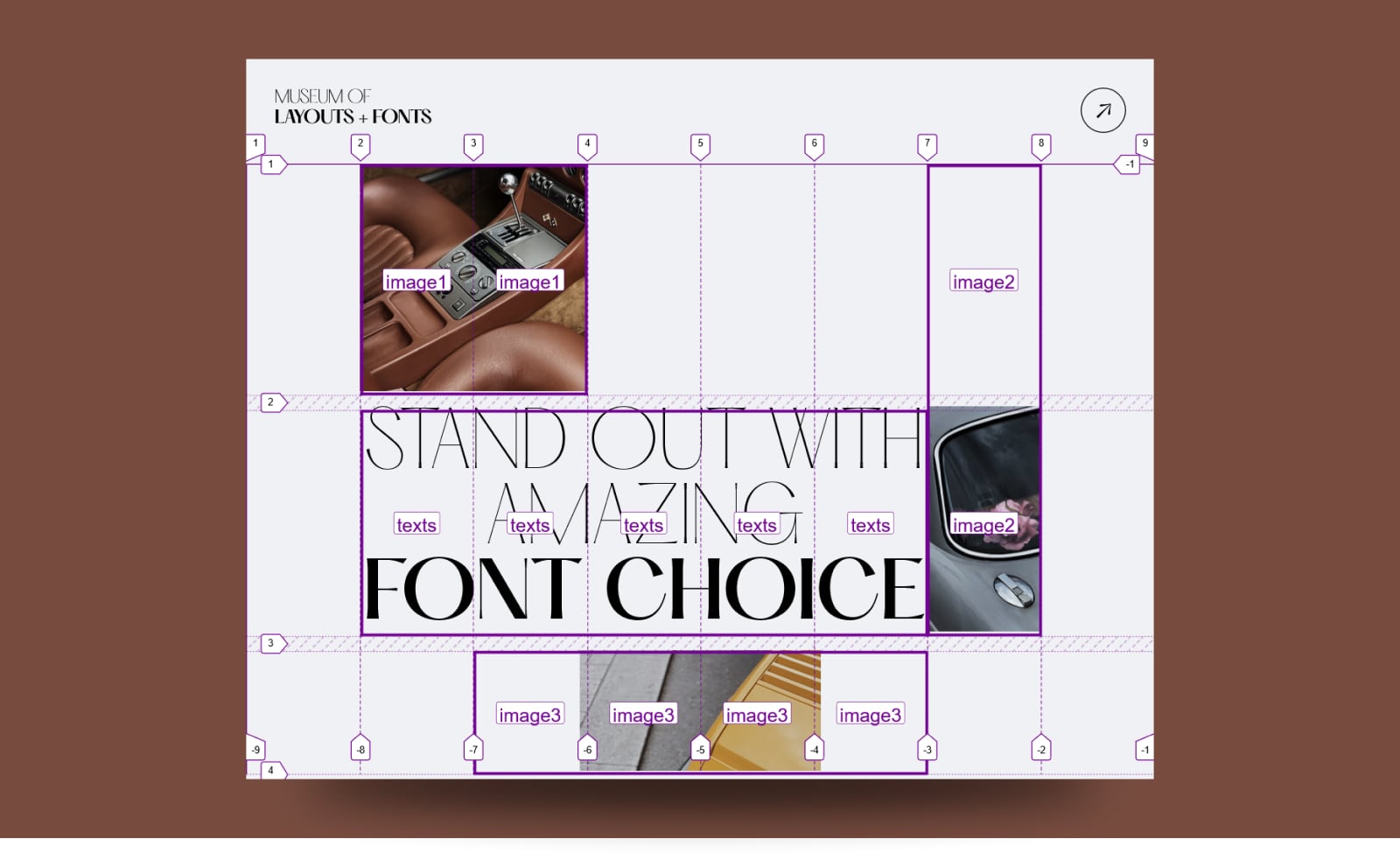 Showing grid lines for a table-sized layout of the page.