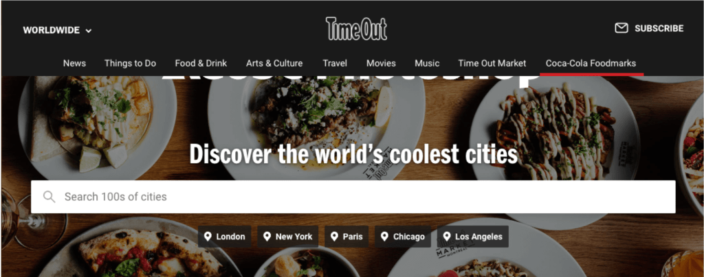 timeout's homepage