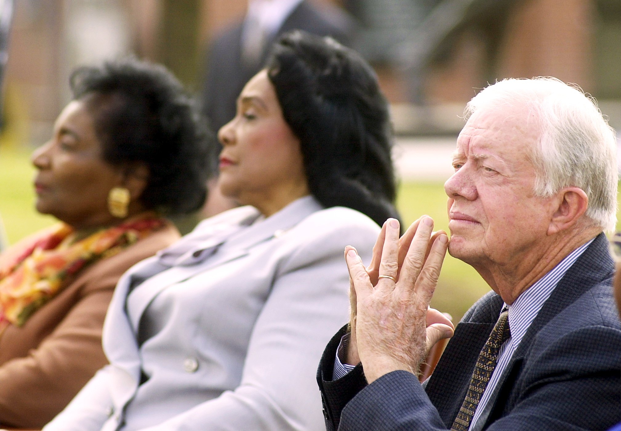 Former President Jimmy Carter attends a ceremony, Wednesday, Oct. 18, 2000, to mark the 20th anniversary of then President Carter's signing legislation to create the Martin Luther King Jr., National Historic Site in Atlanta. Carter _ a Sunday school teacher since he was 18 years old _ said he is cutting ties with the Southern Baptist Convention because he finds it increasingly rigid in its views on the role of women. ``My grandfather, my father and I have always been Southern Baptists, and for 21 yearssince the first political division took place in the Southern Baptist Convention, I have maintained that relationship. I feel I can no longer in good conscience do that,'' Carter said in Friday's Atlanta Journal-Constitution.(AP Photo/John Bazemore)