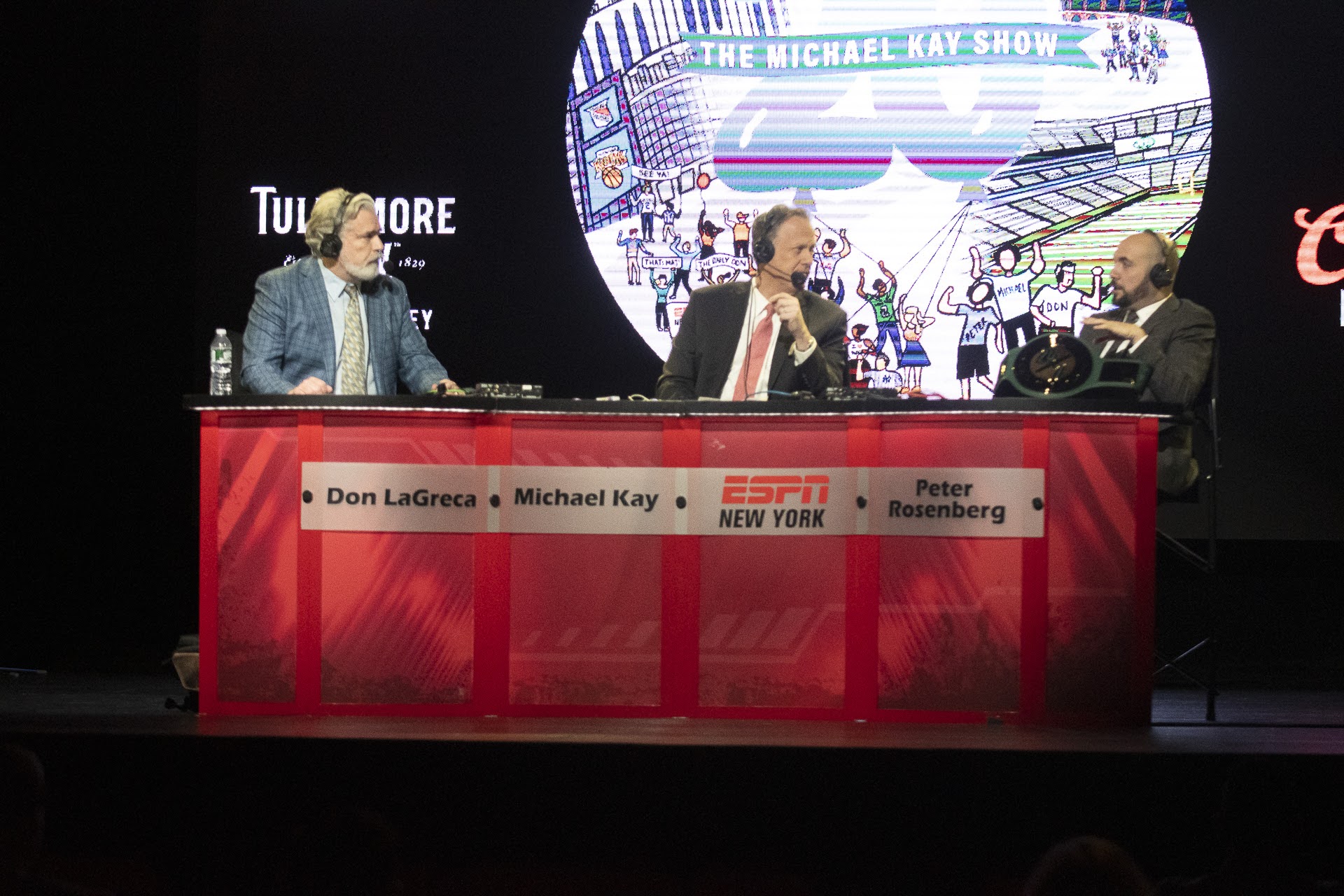 Don La Greca, Michael Kay and Peter Rosenberg (left to right) during a live show. Photo courtesy of ESPN New York.