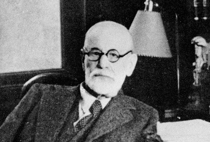 black and white photo of Sigmund Freud