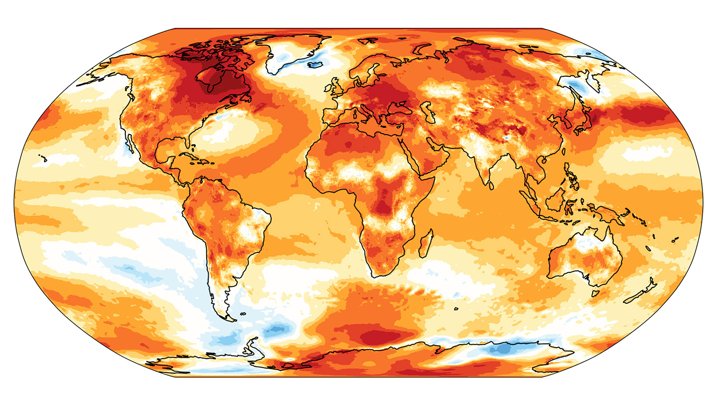 A global map of Earth's hottest temperatures in 2024.