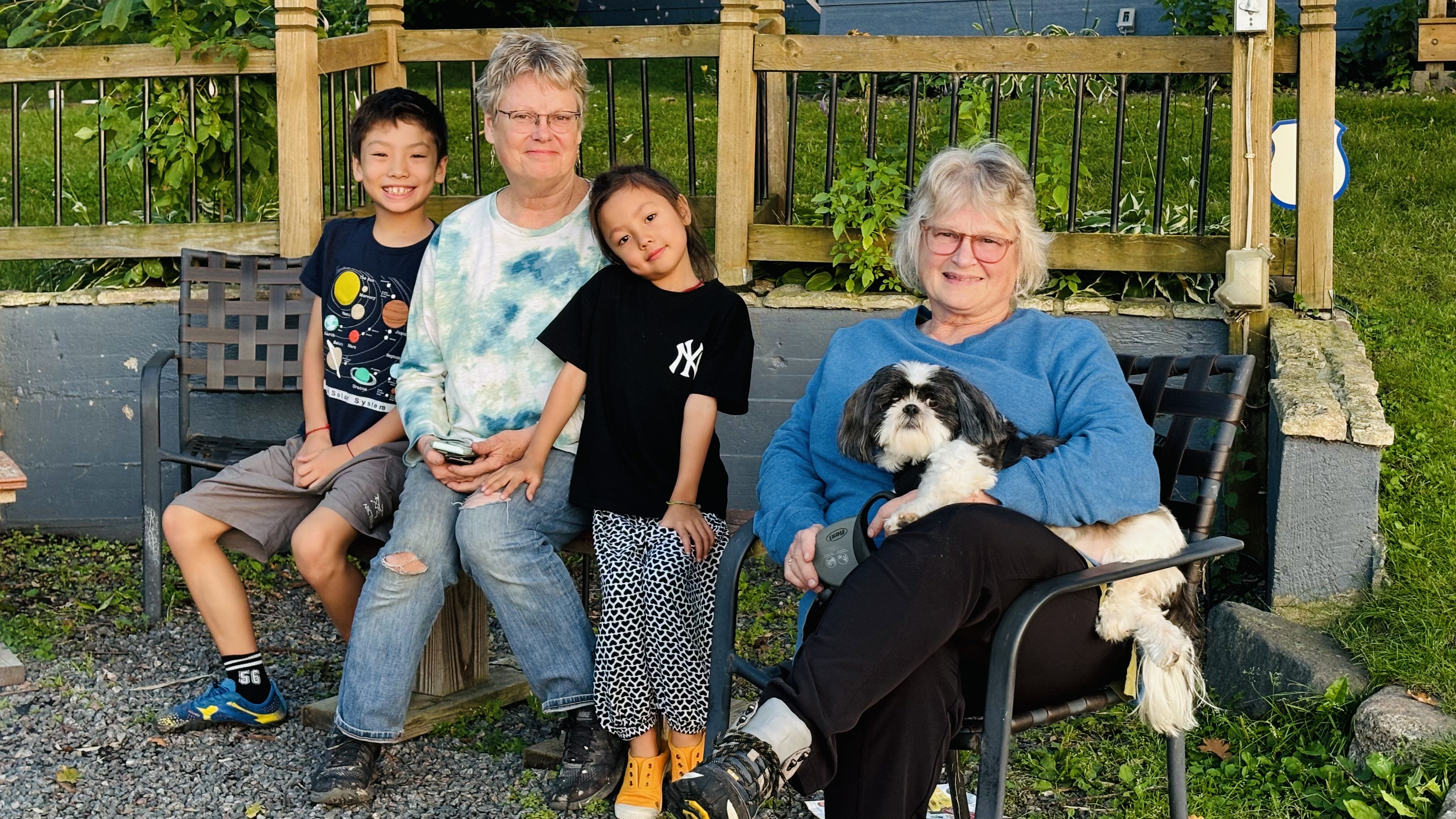 Two women and two children.