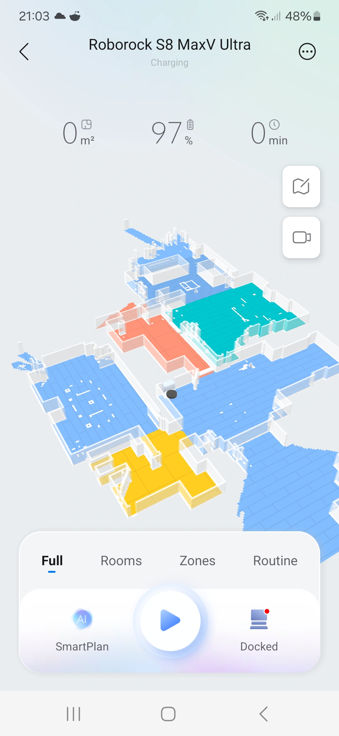 A screenshot of the Roborock S8 MaxV Ultra 3D map