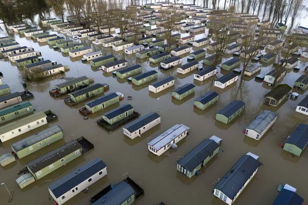 Caravans were submerged at holiday park in Northampton by Storm Bert (Jordan Pettitt/PA)