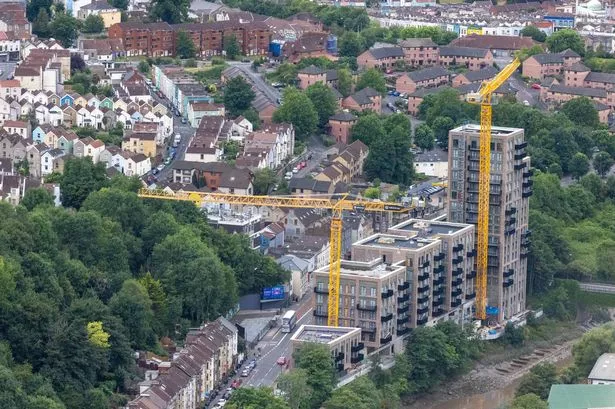 The changing face of the south bank of the River Avon with the Paintworks and the new 'Boat Yard' development beyond along Bath Road between Brislington and Totterdown