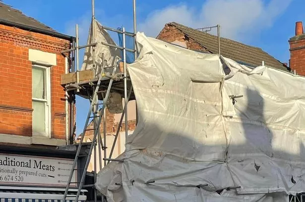 An image of scaffolding next to buildings on Earlsdon Street