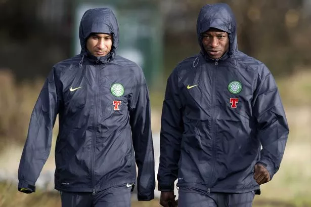 Mohamed Bangura, right, trains with Badr El Kaddouri