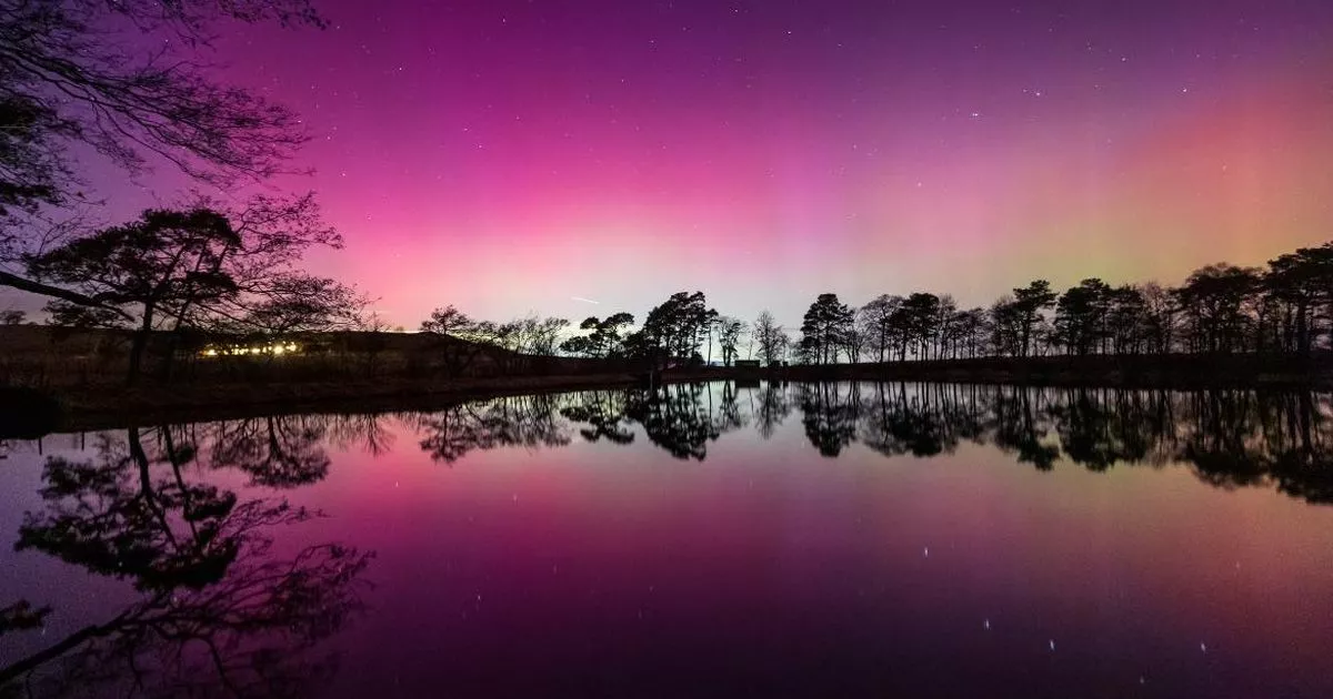 Bowden Loch in the Scottish Borders turned a mesmerising shade of purple and pink on Wednesday night