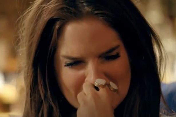 Binky from Made in Chelsea cries into a tissue