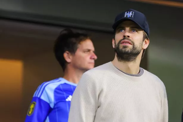 Former football player Gerard Pique looks on during the 8th round match between America and Cruz Azul as part of Torneo Clausura 2024 Liga MX at Azteca Stadium on February 24, 2024