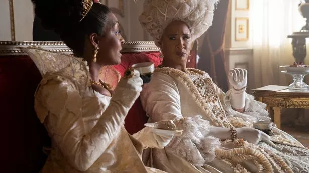 Bridgerton. (L to R) Adjoa Andoh as Lady Danbury, Golda Rosheuvel as Queen Charlotte in episode 201 of Bridgerton. Cr. Liam Daniel/Netflix © 2022