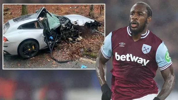 Michail Antonio and his car following the crash