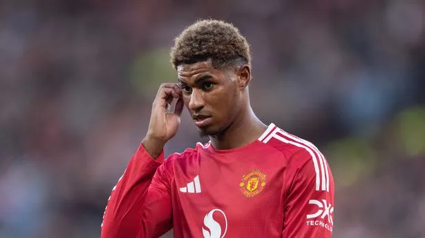 MANCHESTER, ENGLAND - OCTOBER 19: Marcus Rashford of Manchester United during the Premier League match between Manchester United FC and Brentford FC at Old Trafford on October 19, 2024 in Manchester, England. (Photo by Visionhaus/Getty Images)