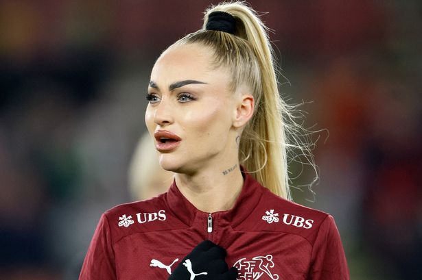 Alisha Lehmann of Switzerland on the pitch before the Women's international friendly between England and Switzerland at Bramall Lane on December 3, 2024 in Sheffield, England.