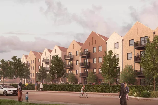 Four storey apartment blocks in phase three Weyside Urban Village development.