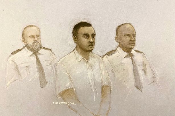 Court artist sketch of Nasen Saadi appearing at Winchester Crown Court