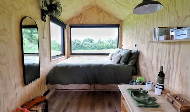 Off-grid cabin in field 