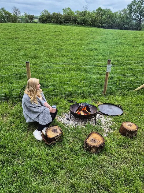 Fire pit in field 