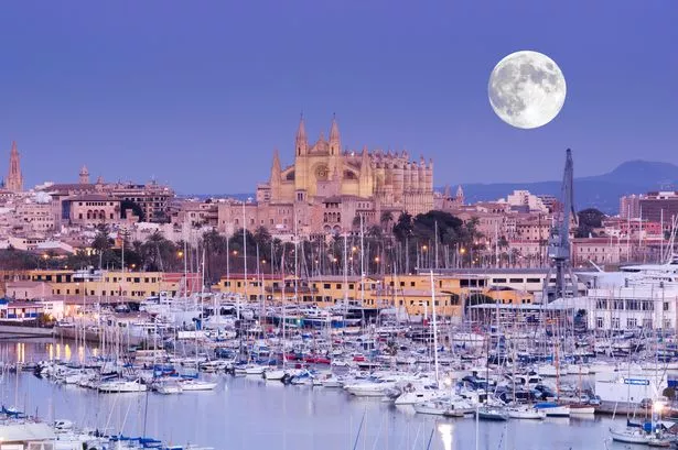 Moon over Palma Cathedral, Spain