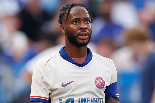 Chelsea's forward #07 Raheem Sterling looks on during the second half of the pre-season club friendly football match between Chelsea FC and Manchester City FC