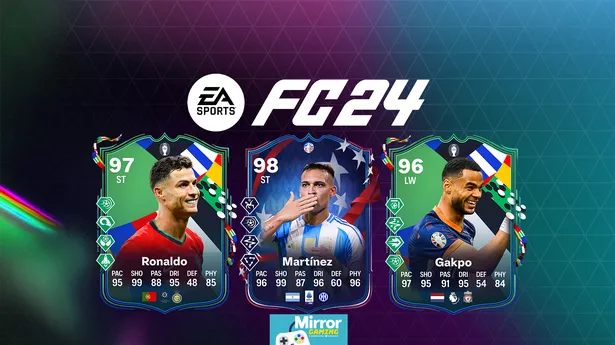 Cristiano Ronaldo's, Lautaro Martinez's, and Cody Gakpo's predicted EA FC 24 Path to Glory items