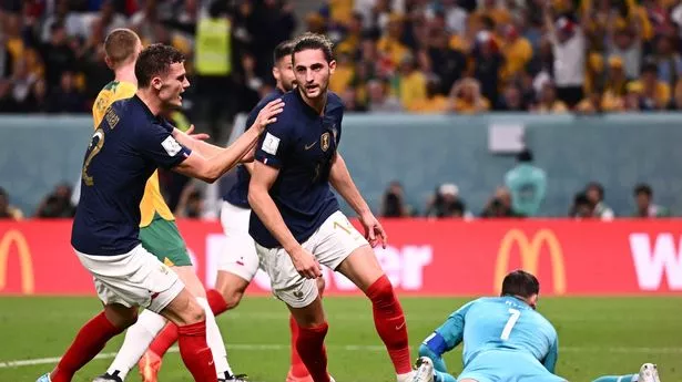 Adrien Rabiot celebrates after he scored France's equaliser vs Australia