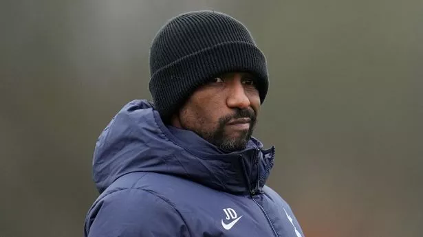 Tottenham U18 coach Jermain Defoe watches on during a match with West Ham U18