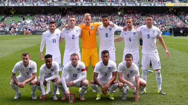 DUBLIN, IRELAND - JUNE 07: The England team line up before the International friendly match between Republic of Ireland and England at Aviva Stadium on June 7, 2015 in Dublin, Ireland. (Photo by Stu Forster/Getty Images)